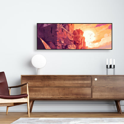 The Setting Rampart - Pink Framed Canvas for Home Decor