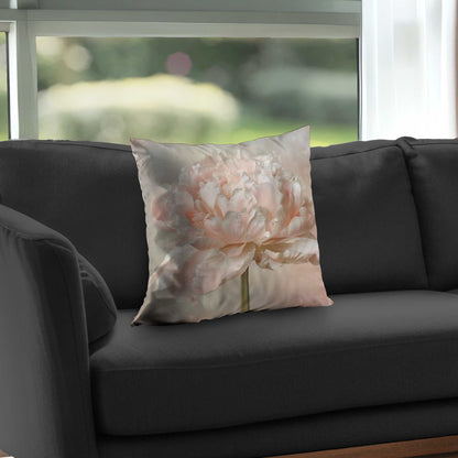 Peony Poly Twill Throw Pillow - Elegant Home Decor Accent