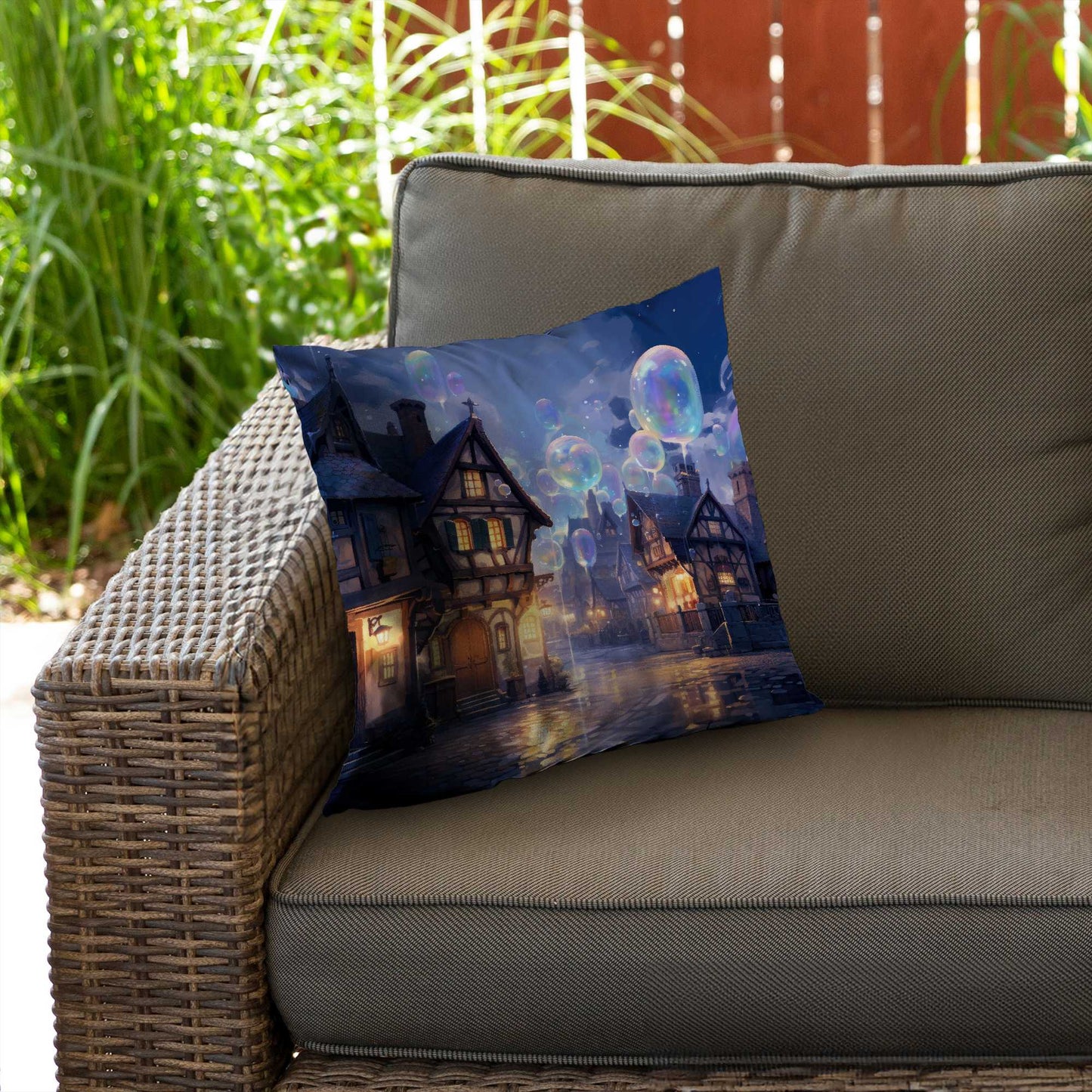 Coussin décoratif en sergé de polyester Bloopy Town - Décoration d'intérieur élégante