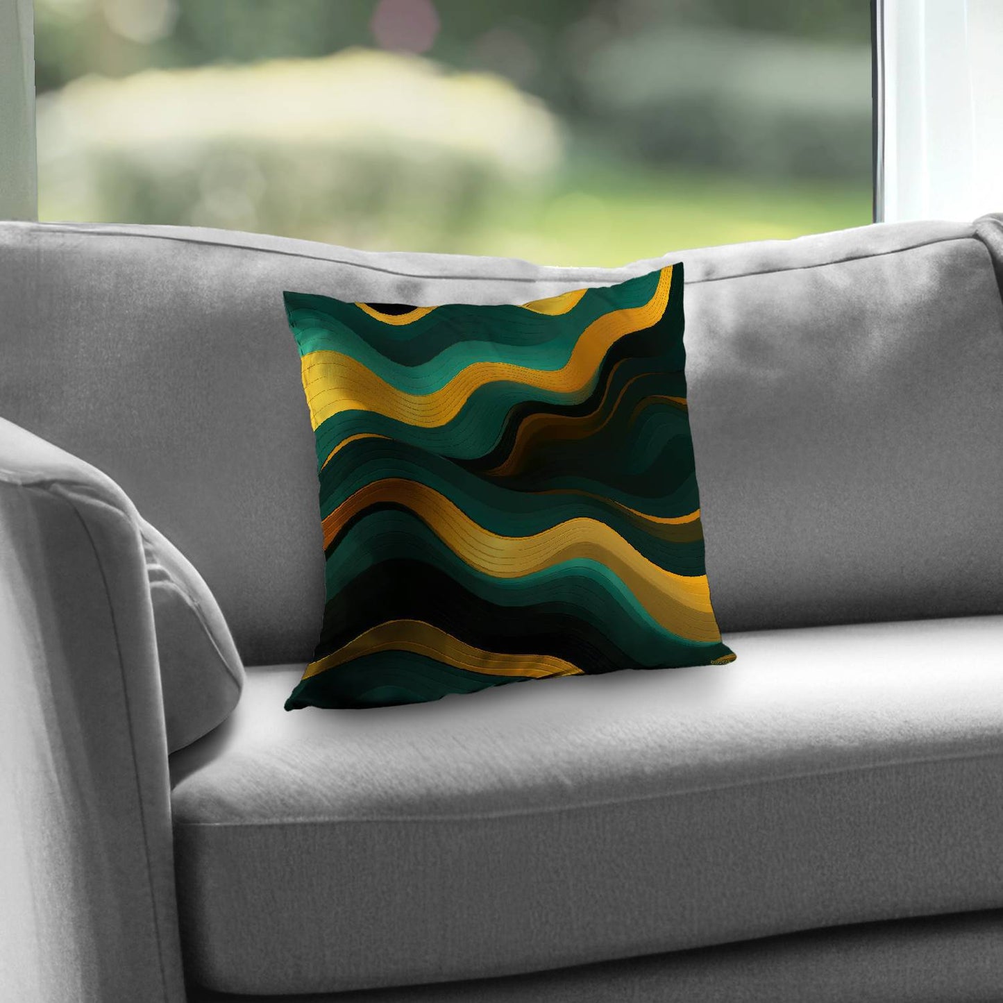 Golden Harmony Poly Twill Throw Pillow | Home Decor Accent