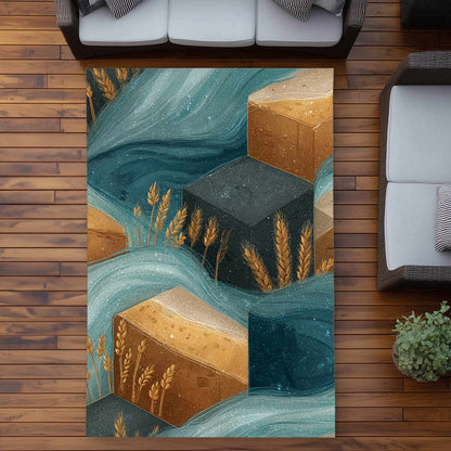 Tapis d'extérieur Golden Harvest Flow | Décoration d'intérieur élégante