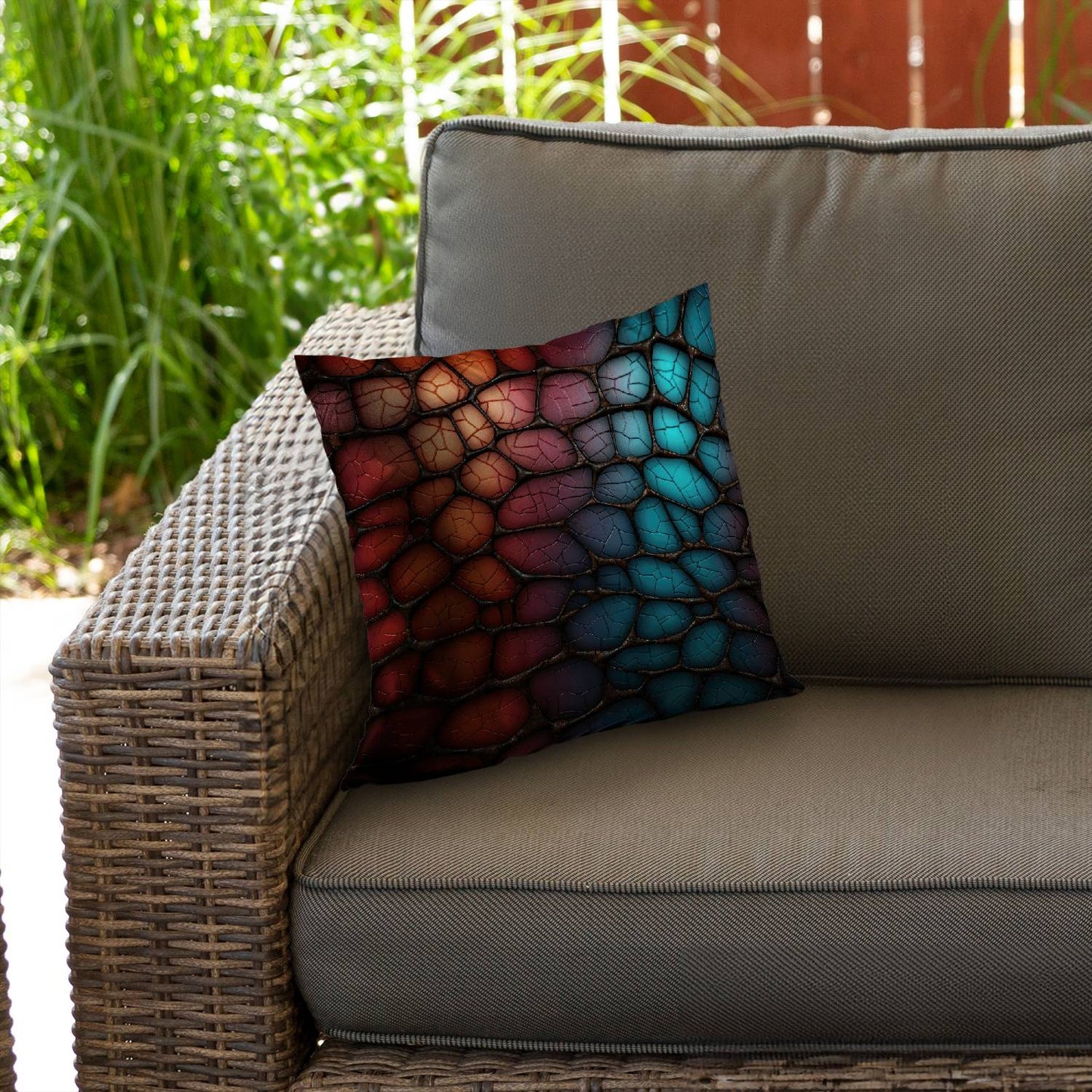 Oily leather - Throw pillow - Print on demand