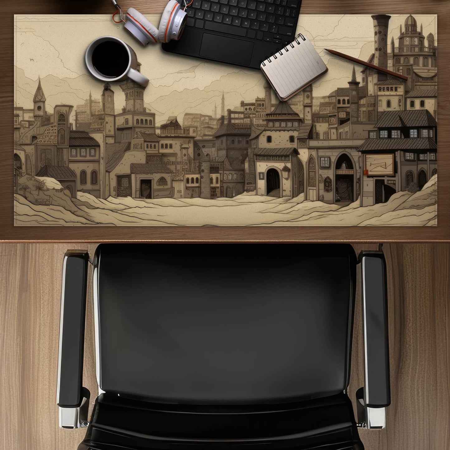 Desert Town - White Gaming Mat for Stylish Home Decor