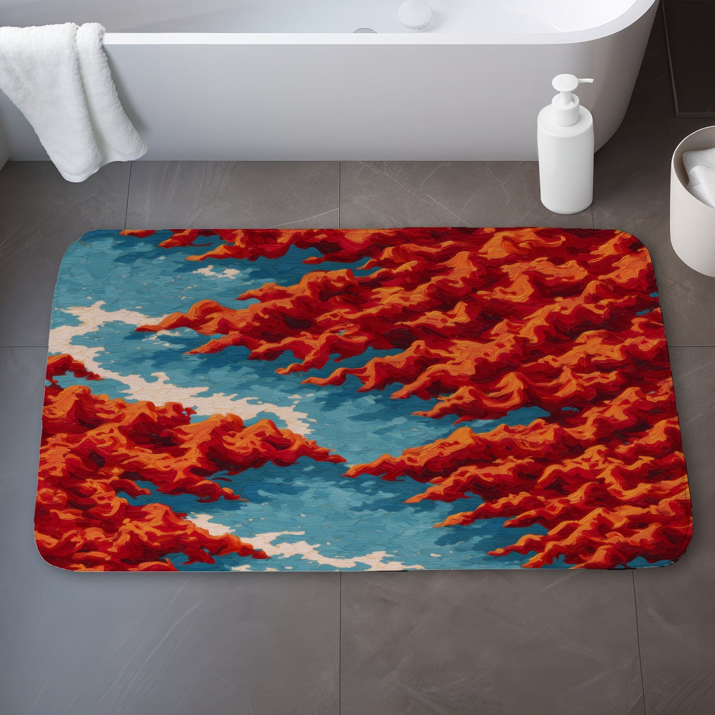 Red Mounds Bath Mat | Stylish Home Decor for Your Bathroom