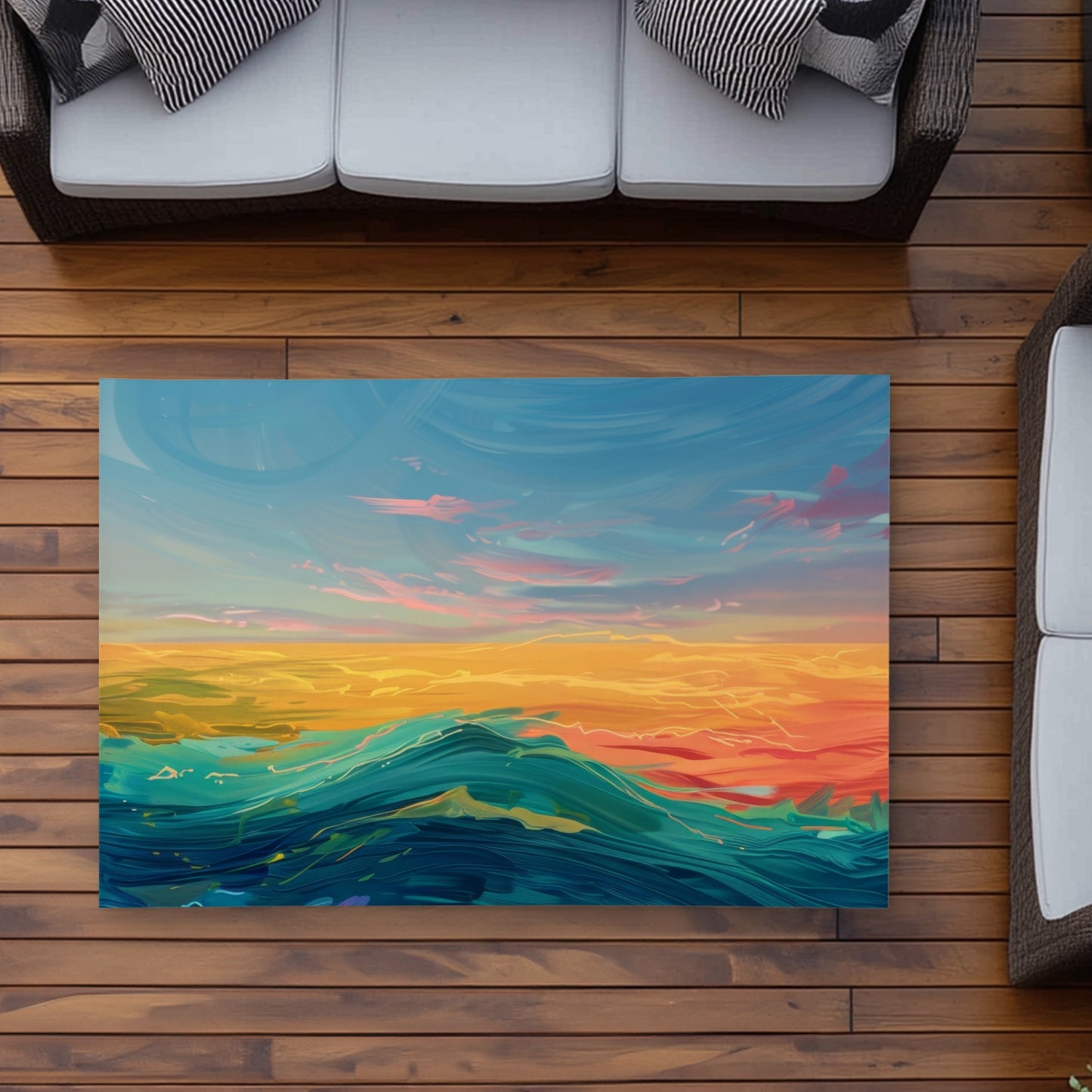 Watercolors Yellow Outdoor Area Rug | Stylish Design