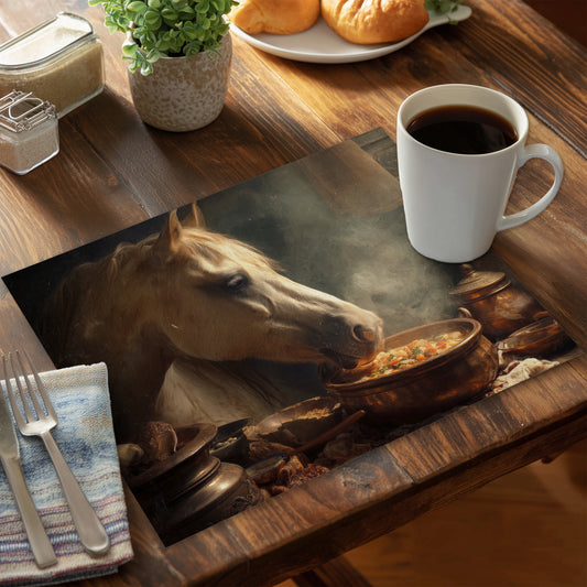 Horse on soup - 14"x18" Polyester Placemat