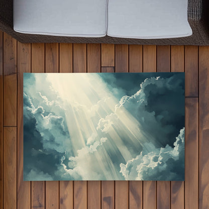 Beam of Light - White Outdoor Area Rug for Home Decor