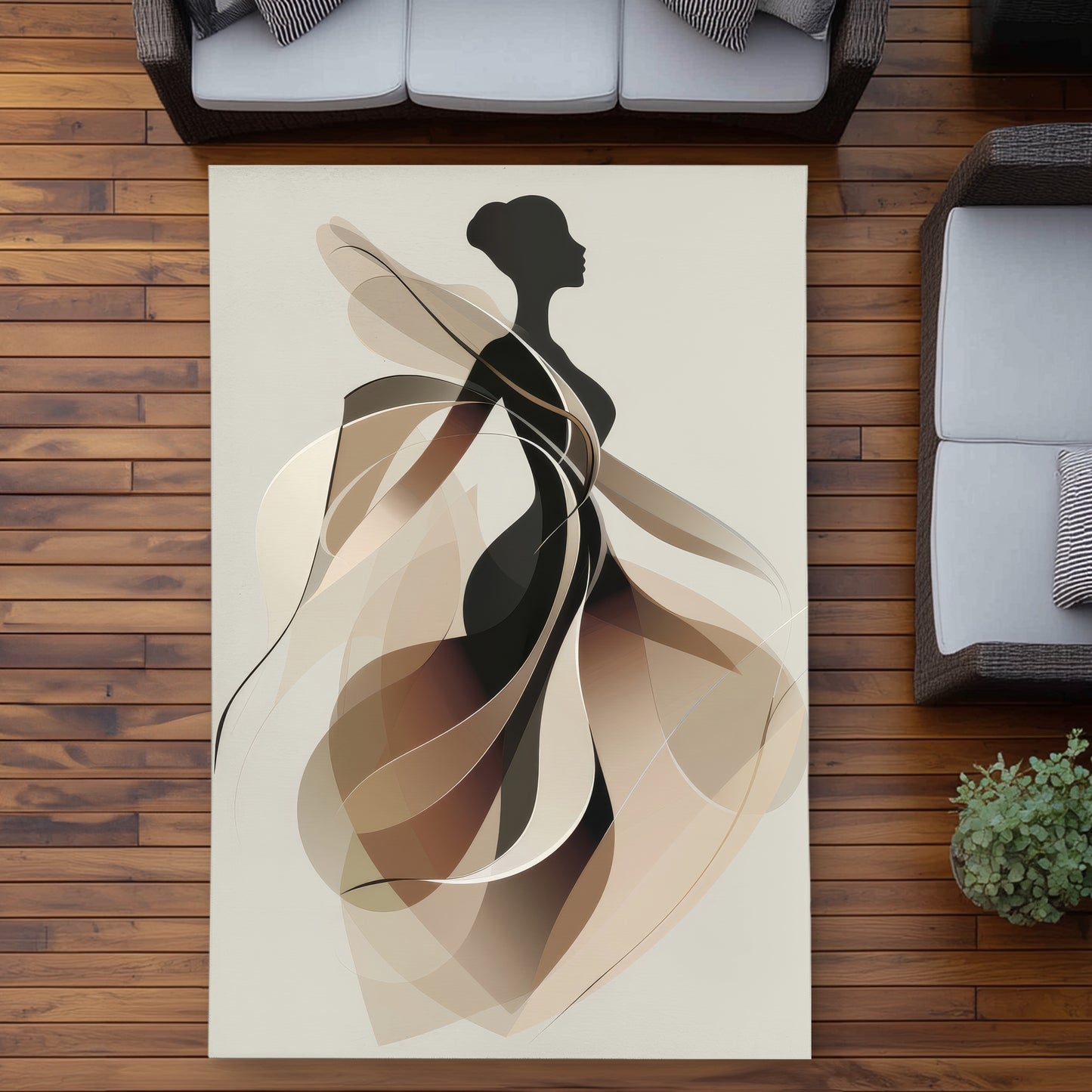 Tapis d'extérieur marron à la silhouette élégante pour la décoration intérieure