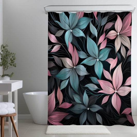Rideau de douche Fleurs désaturées - Décoration intérieure élégante
