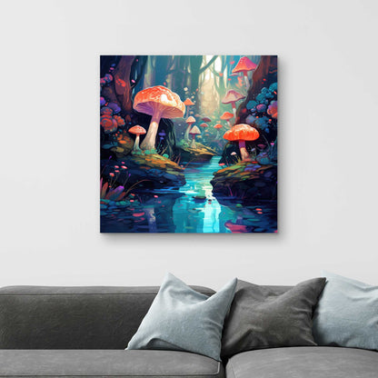 Whimsical Forest Red Canvas - Unique Home Decor Art Piece