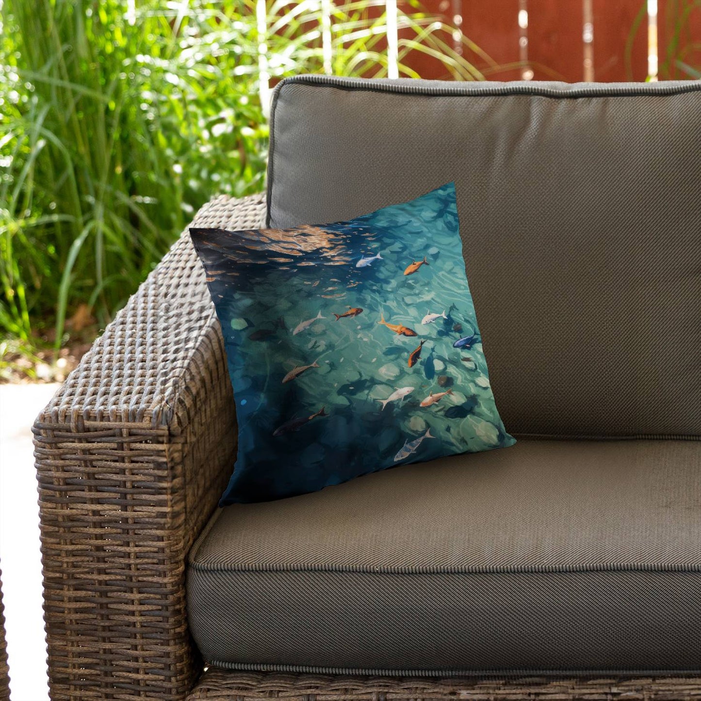 Caustic fish - Throw pillow - Print on demand