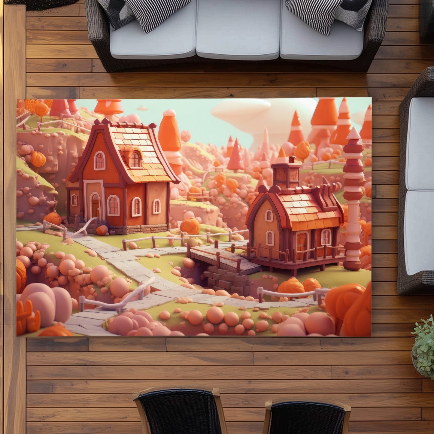 Toy Town Orange Outdoor Area Rug - Stylish Home Decor