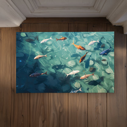 Caustic Fish Orange Indoor Outdoor Door Mat | Home Decor