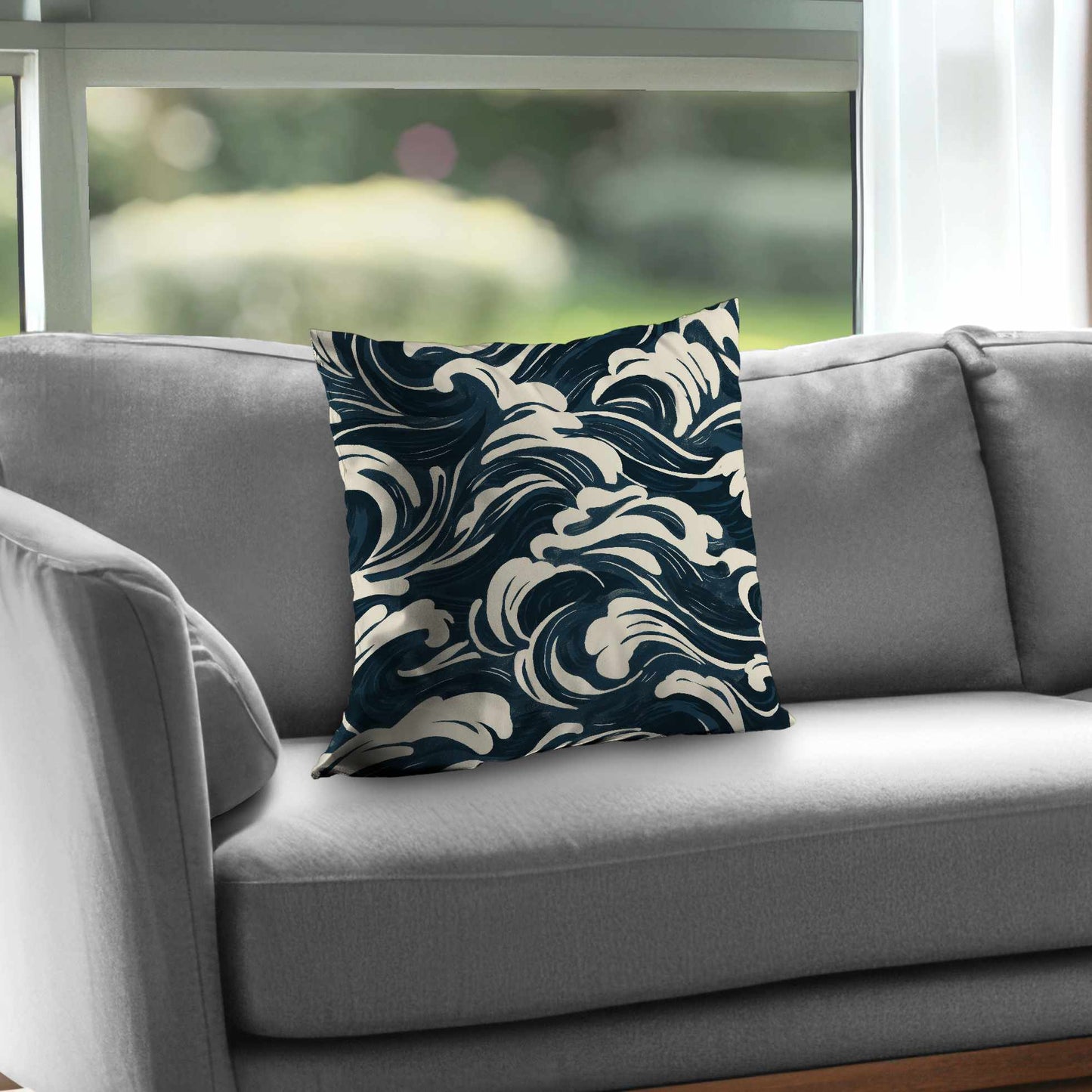 Midnight Ocean Flow Poly Twill Throw Pillow | Home Decor