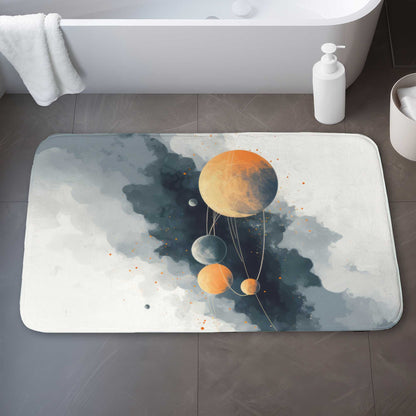 Circle of planets Gray bath mat - Stylish home decor accent