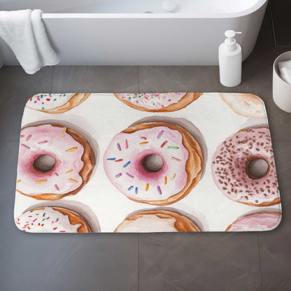 Donuts White Bath Mat - Cozy Home Decor for Bathrooms
