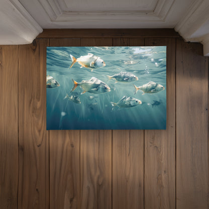 Swimming Peacefully Turquoise Indoor Outdoor Door Mat | Home Decor