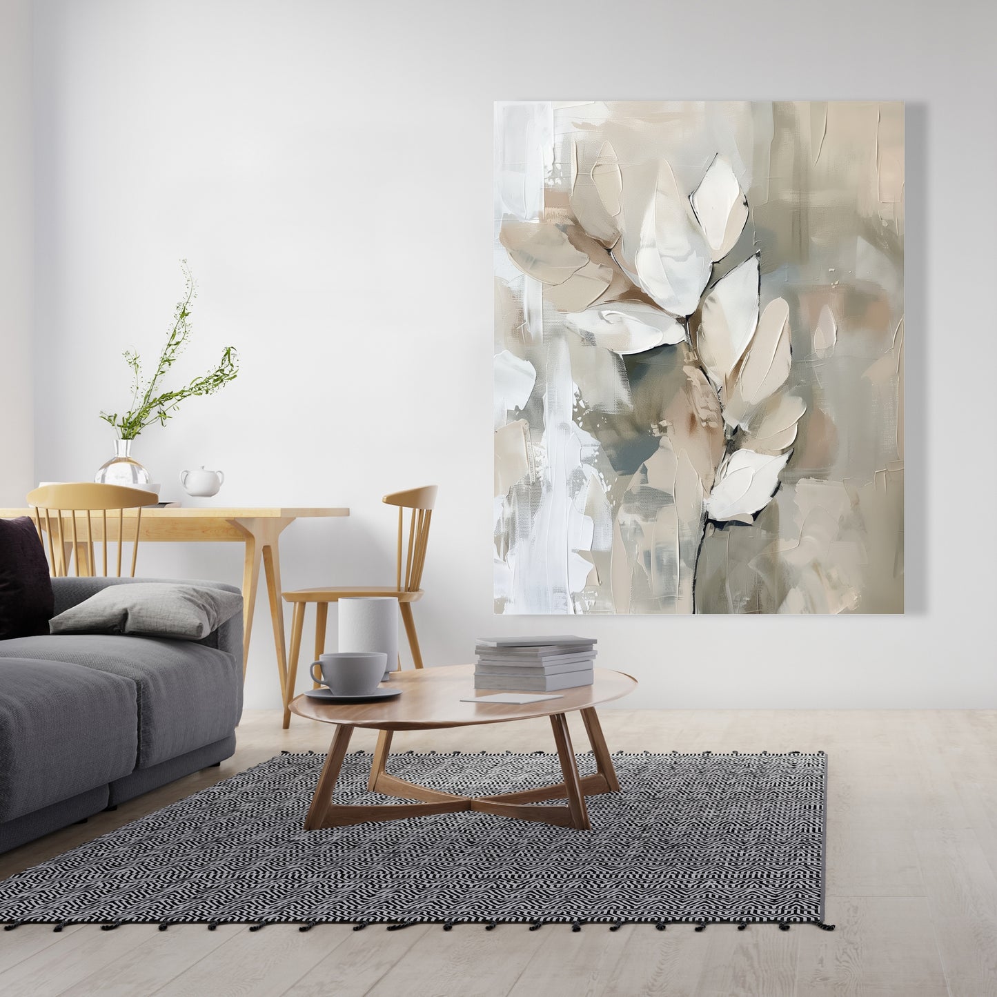 Leaf Beige Canvas - Elegant Home Decor Accent | Stylish Art