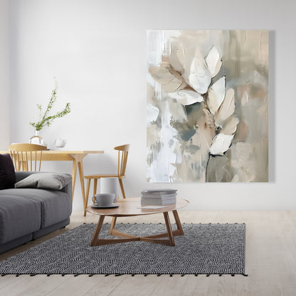Leaf Beige Canvas - Elegant Home Decor Accent | Stylish Art