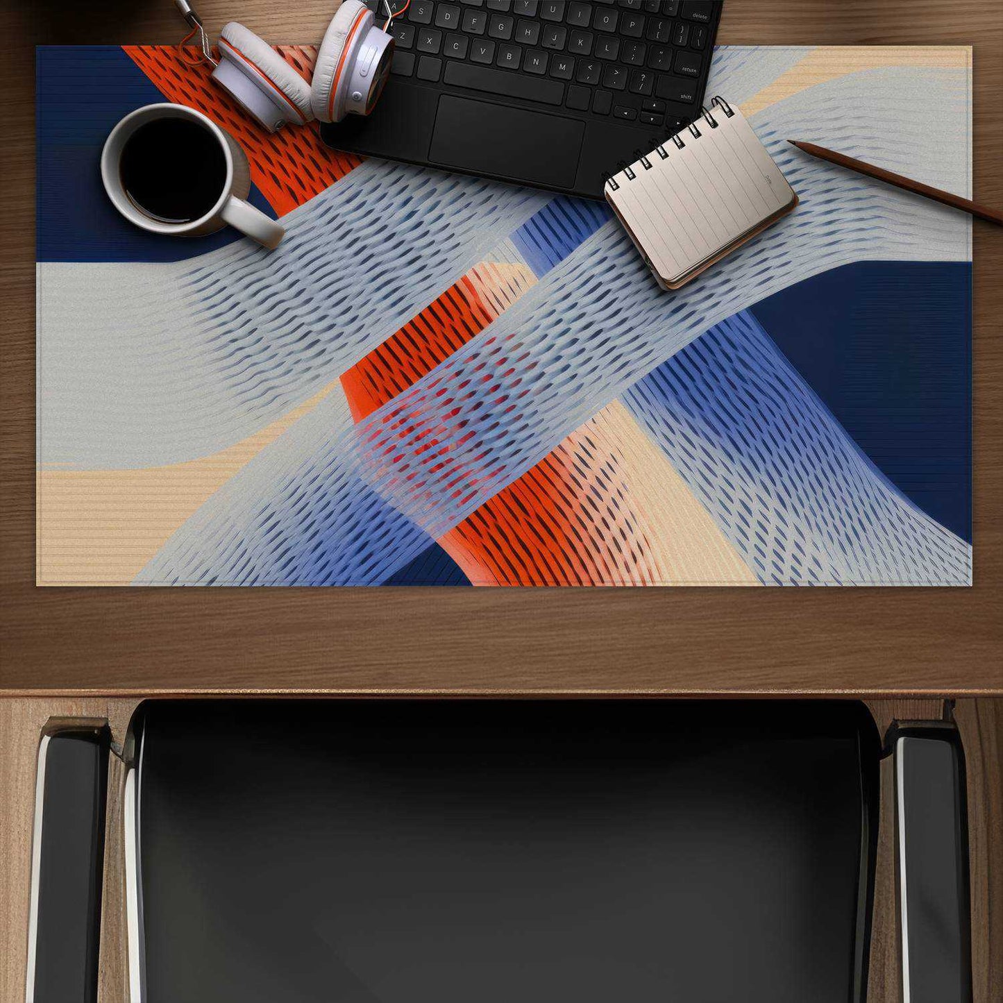 Abstract Threading Red Desk Mat | Stylish Decor Accessory