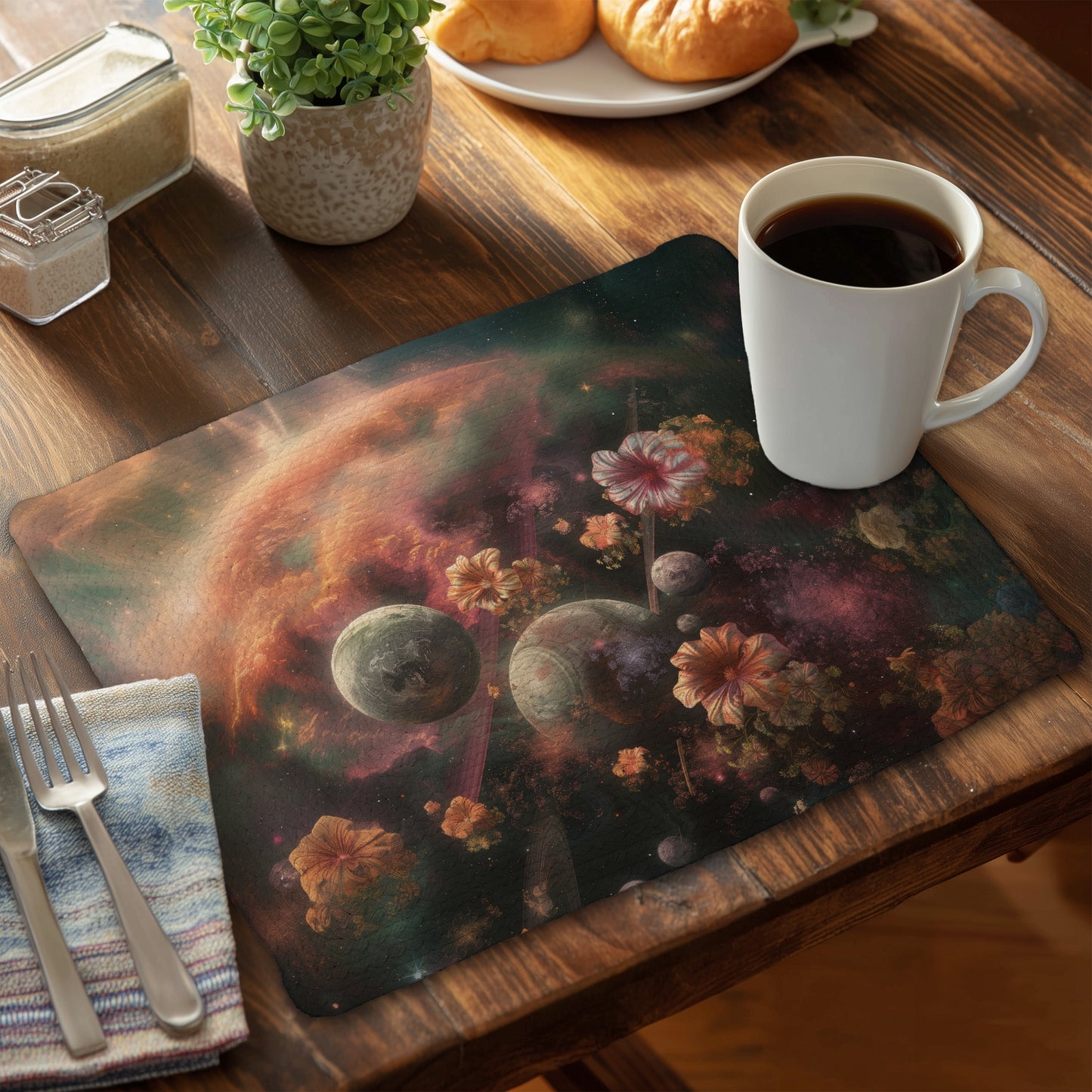 Capturing Light - Coral Braided Polyester Placemat | Home Decor