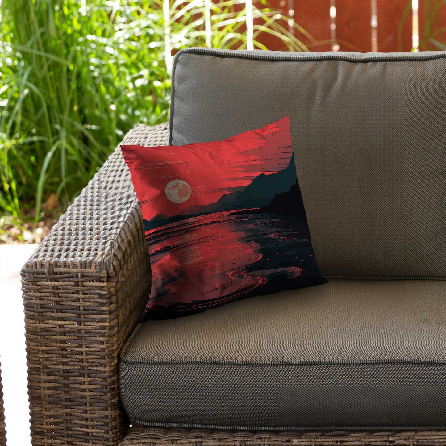 Coussin décoratif en sergé de polyester Bloody Tides | Accessoire de décoration intérieure