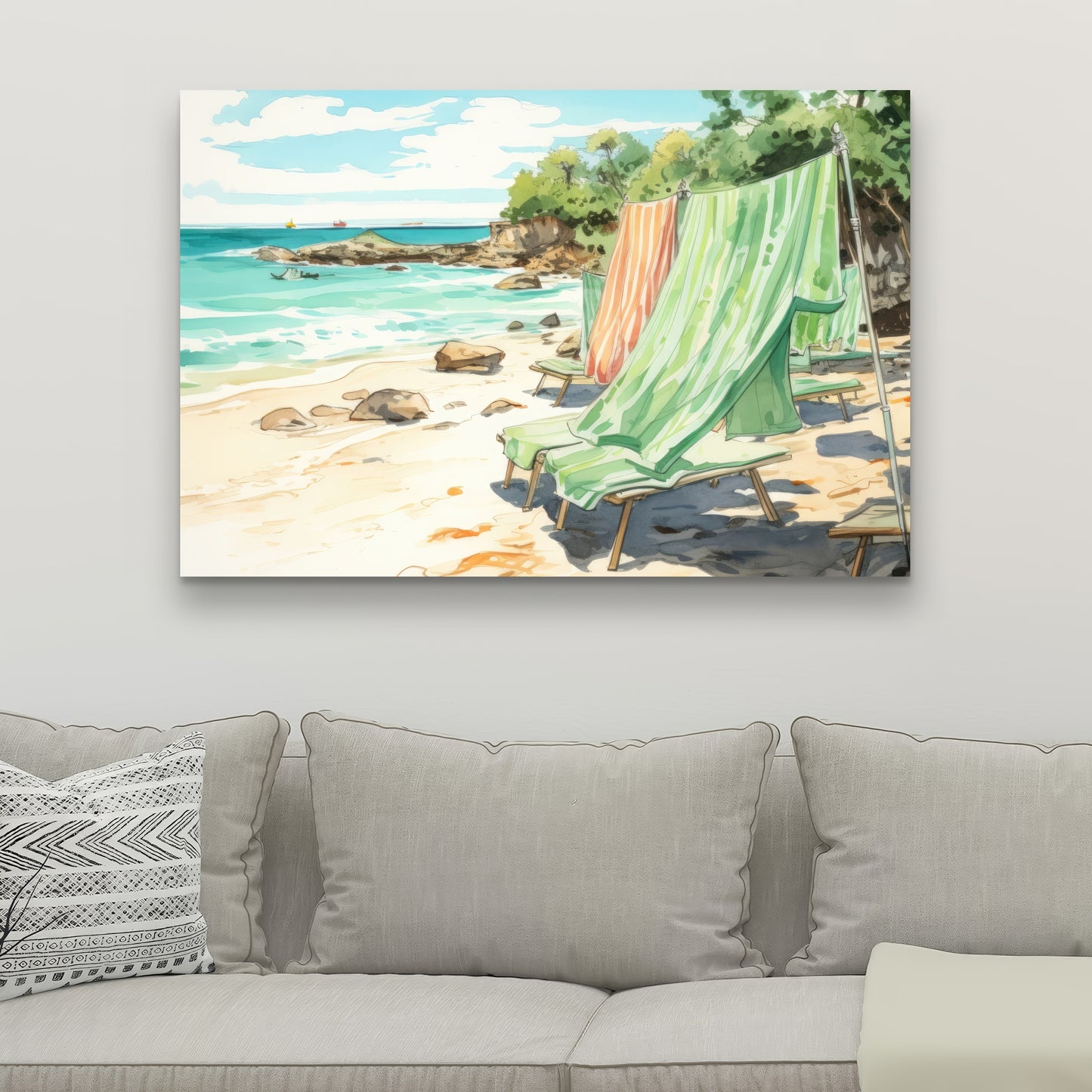 Beach Calm - Turquoise Canvas Wall Art for Home Decor