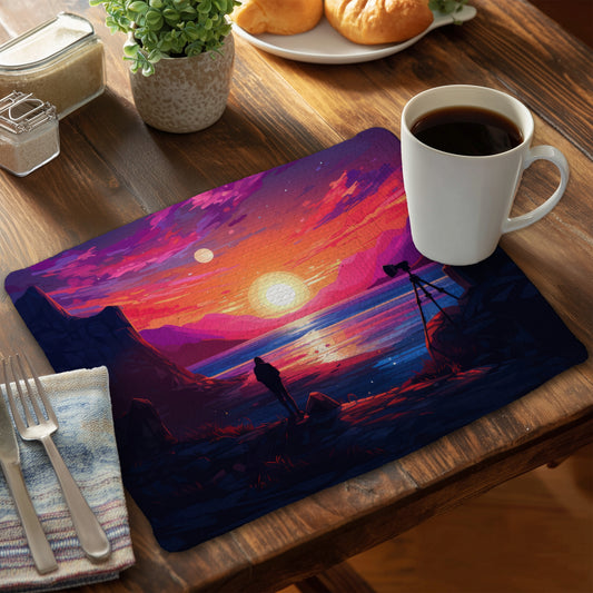 Solitude Pink Braided Polyester Placemat - Home Decor Elegance