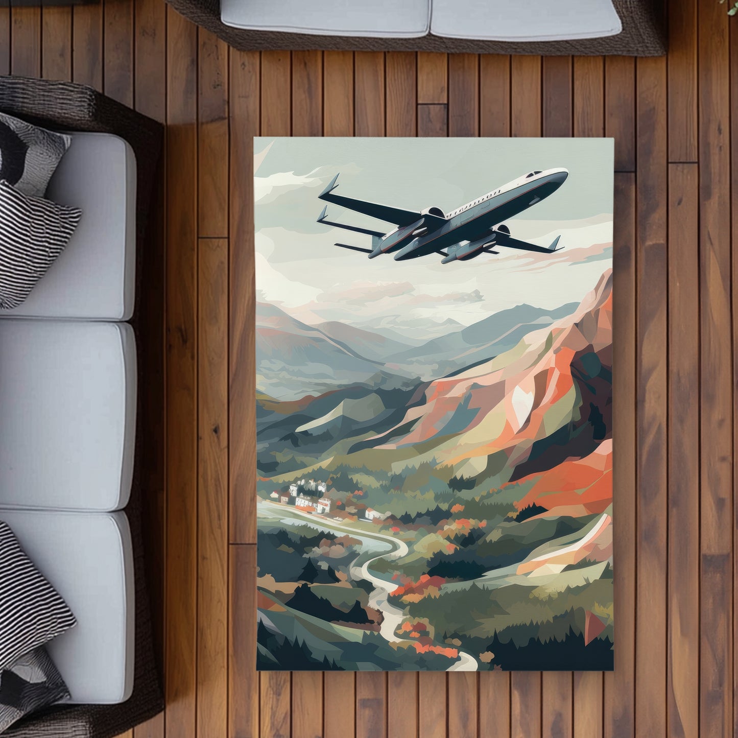 Shallow Flight Beige Outdoor Area Rug | Home Decor Essentials