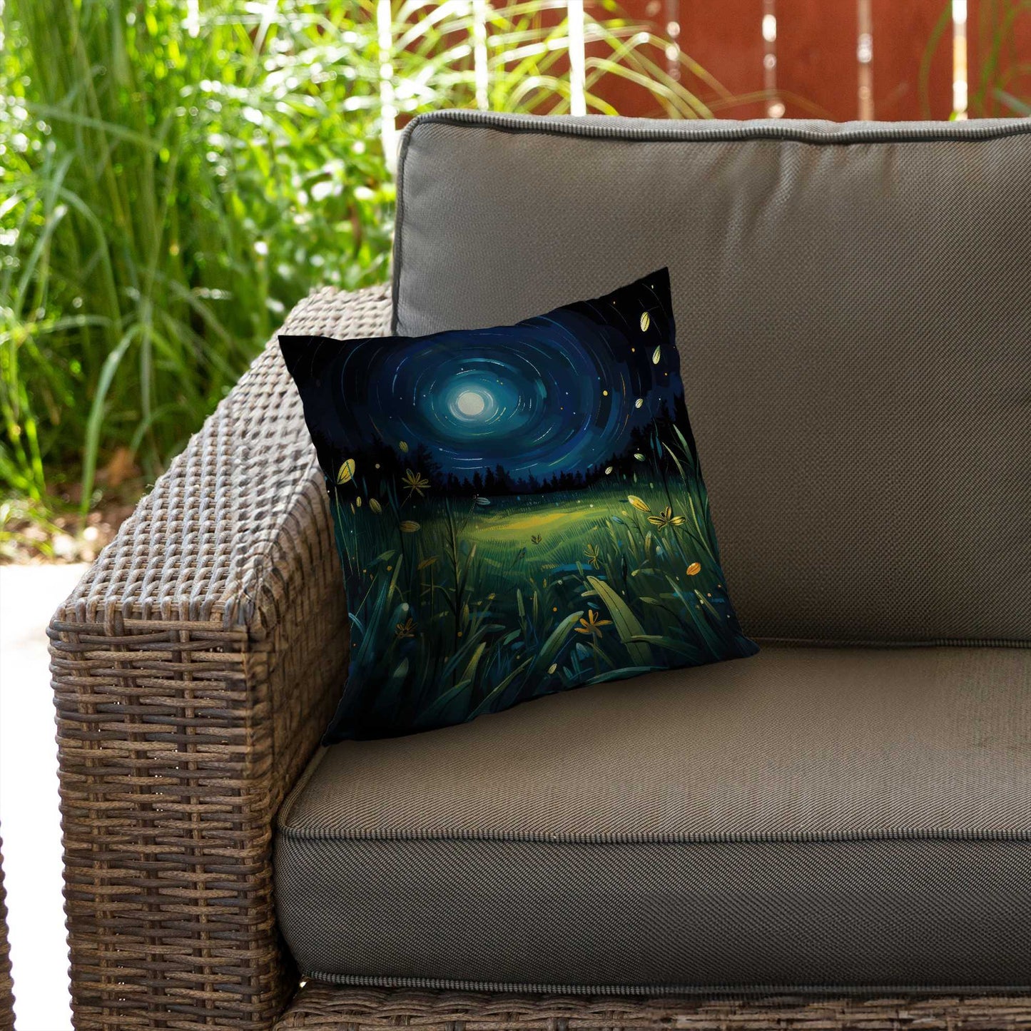 Between Grass Blades Black Poly Twill Throw Pillow - Decor
