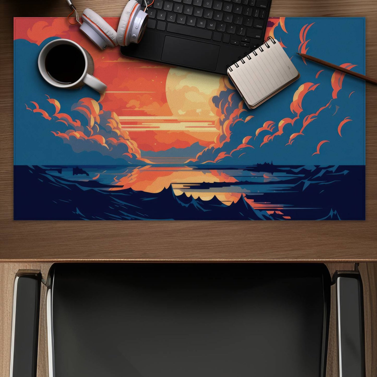 Orange and blue - Desk mat - Print on demand