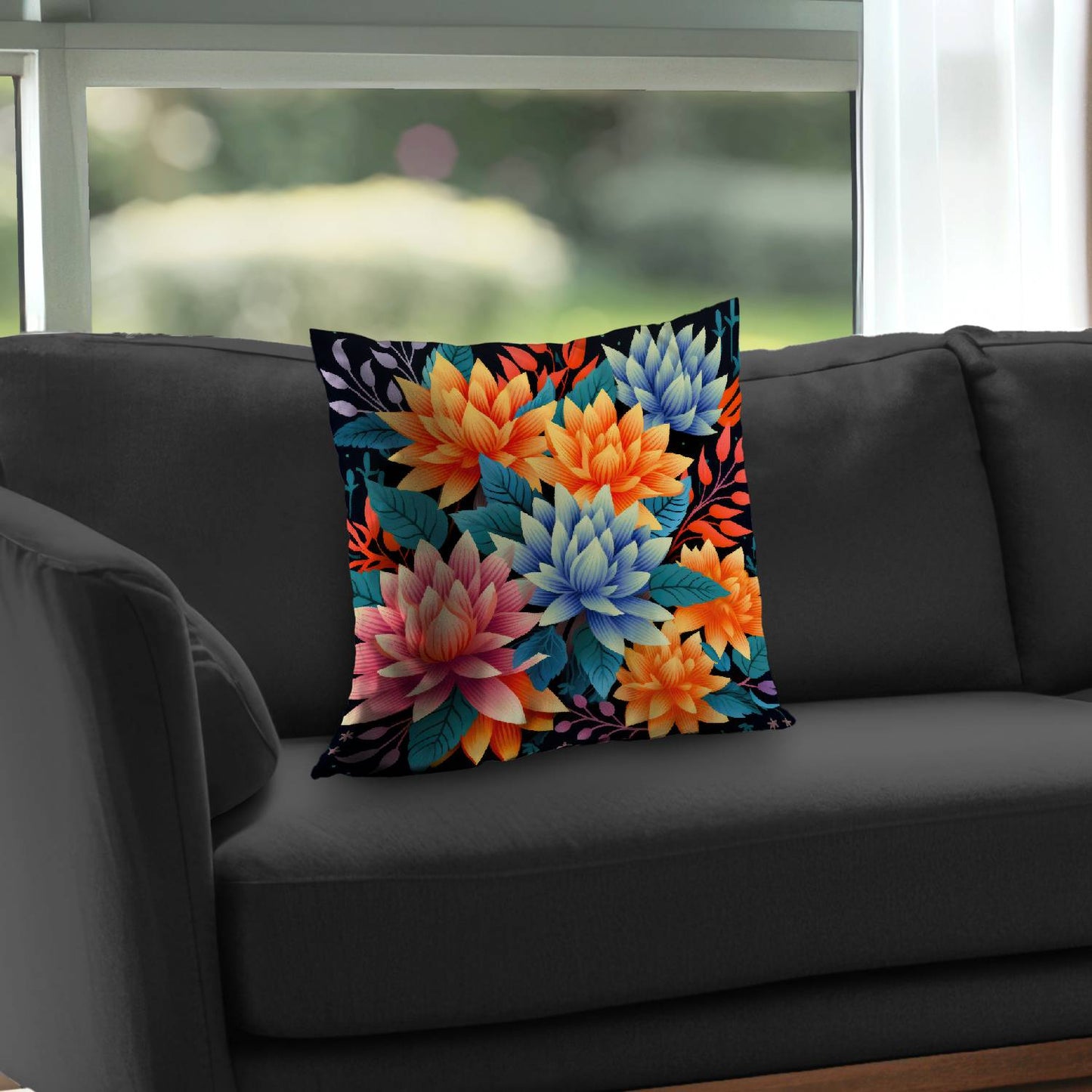 Color bouquet Blue poly twill throw pillow insert | Home decor
