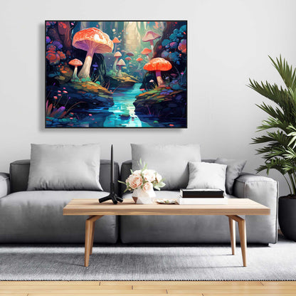 Whimsical Forest - Red Framed Canvas for Home Decor