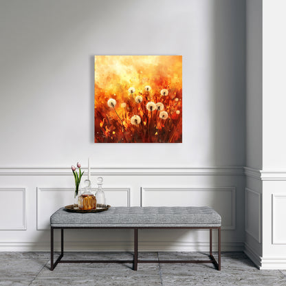 Dandelion Fire - Yellow Canvas Art for Home Decor