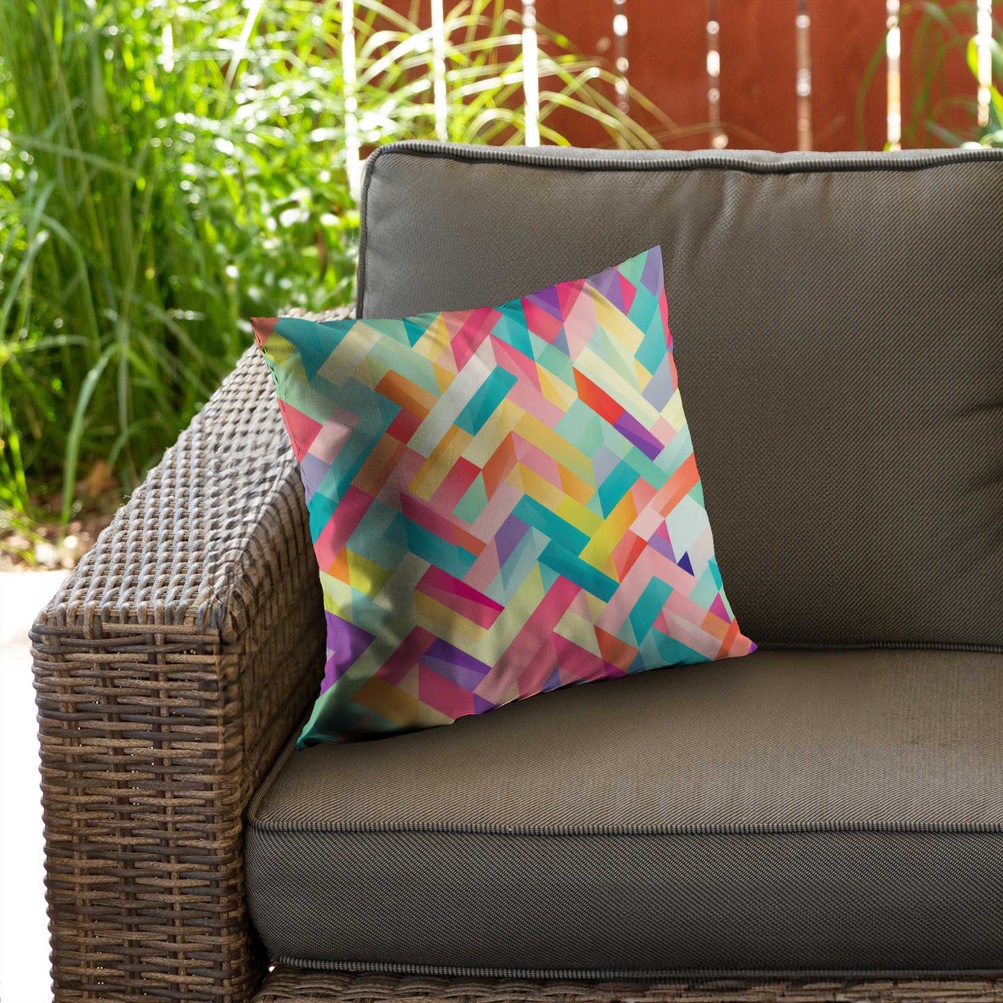 Coussin décoratif en sergé de polyester à rayures harmonieuses | Accessoire de décoration intérieure