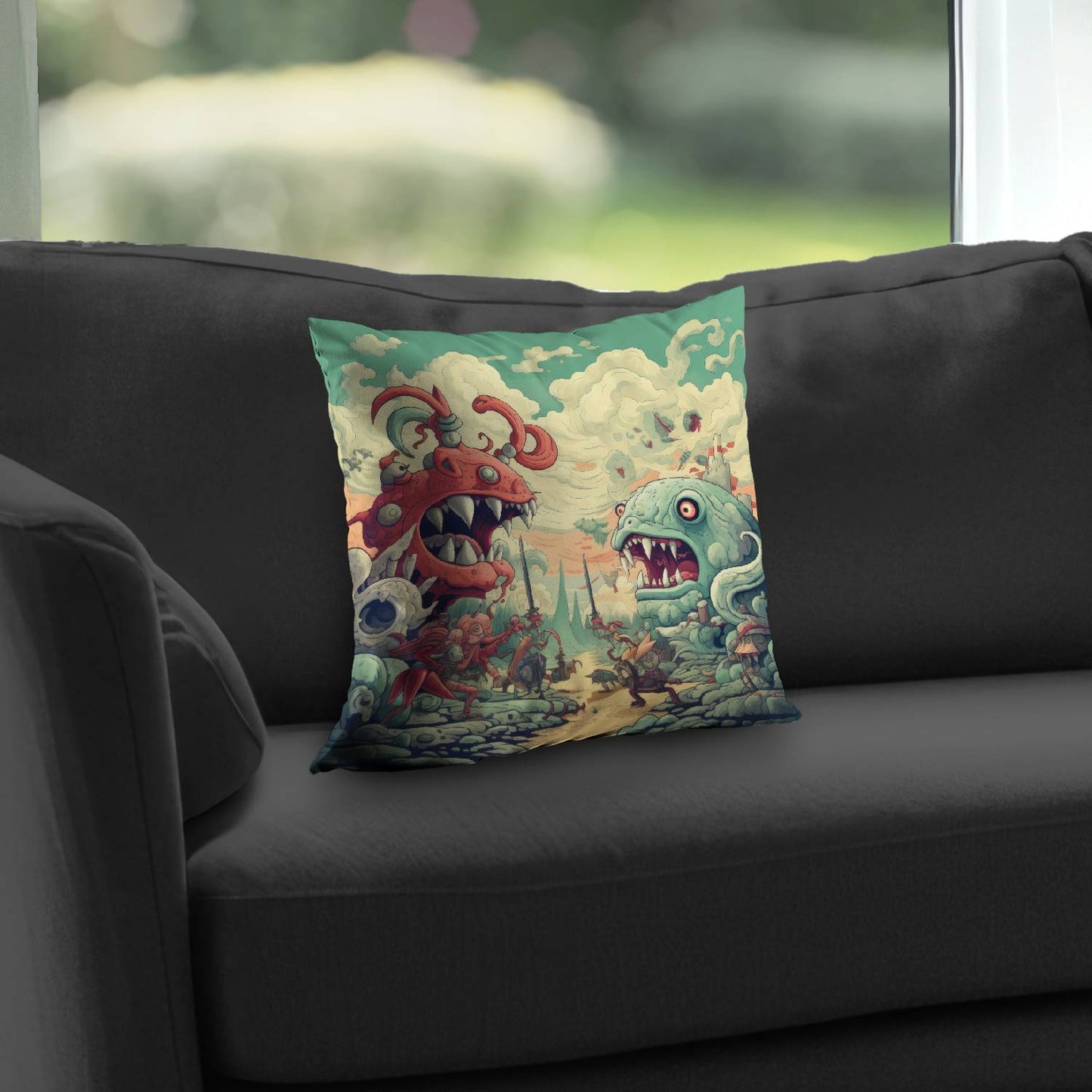 Two titans - Throw pillow - Print on demand