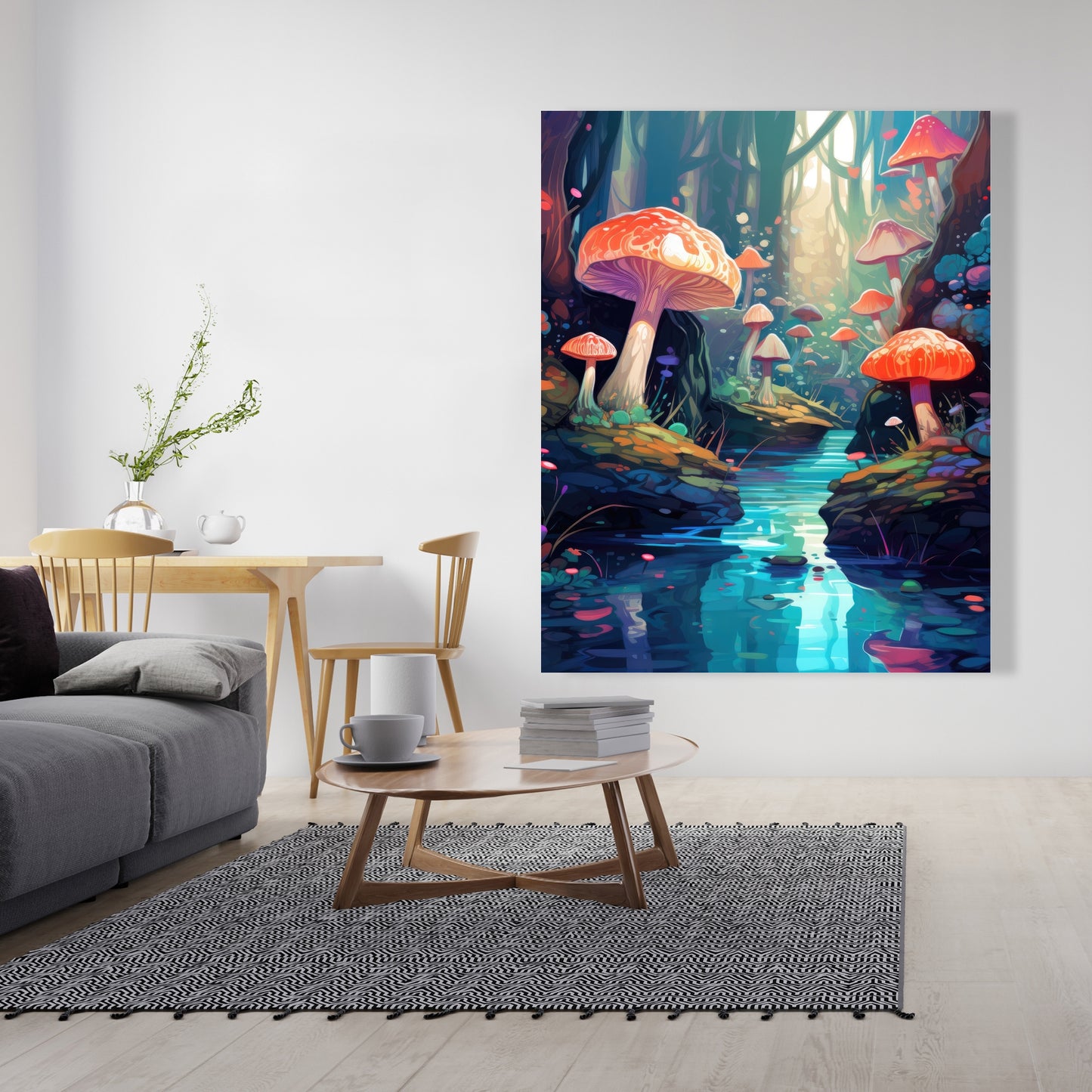 Whimsical Forest Red Canvas - Unique Home Decor Art Piece
