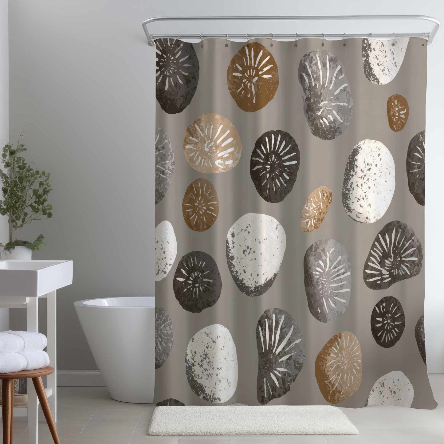 Rideau de douche Earthstone Echoes | Décoration intérieure élégante