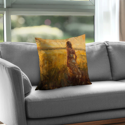 Exploring Gold Poly Twill Throw Pillow Insert - Home Decor