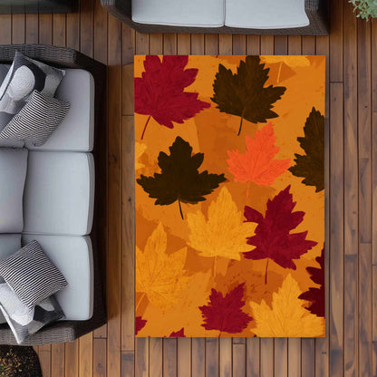 Tapis d'extérieur Feuilles aux reflets automnaux | Décoration intérieure chaleureuse