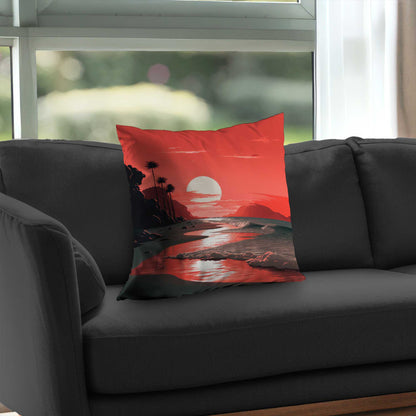 Blood Sun Poly Twill Throw Pillow - Stylish Home Decor