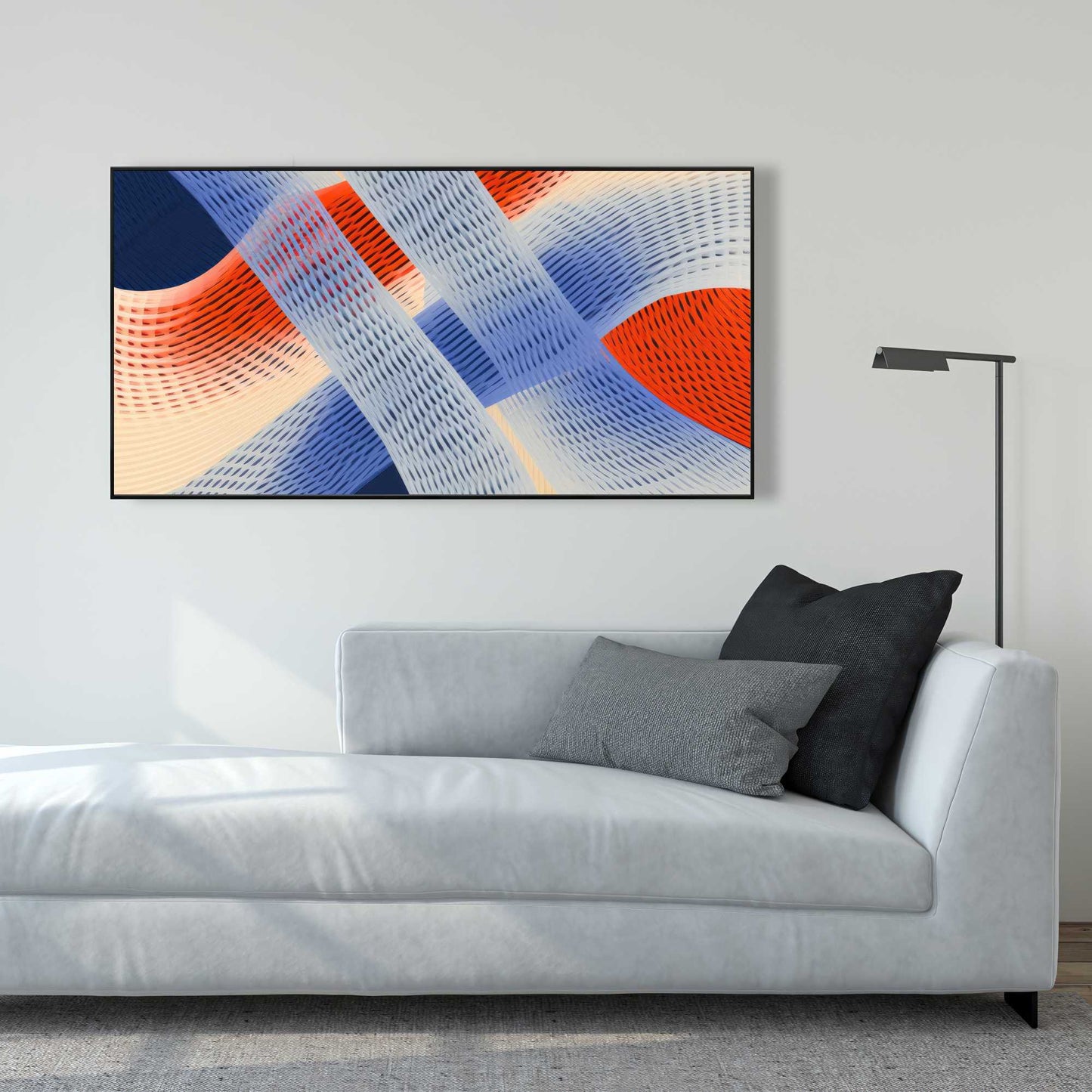 Abstract Threading Red Framed Canvas | Home Decor Art