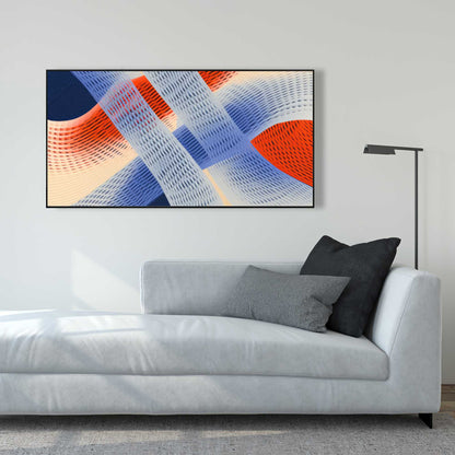 Abstract Threading Red Framed Canvas | Home Decor Art