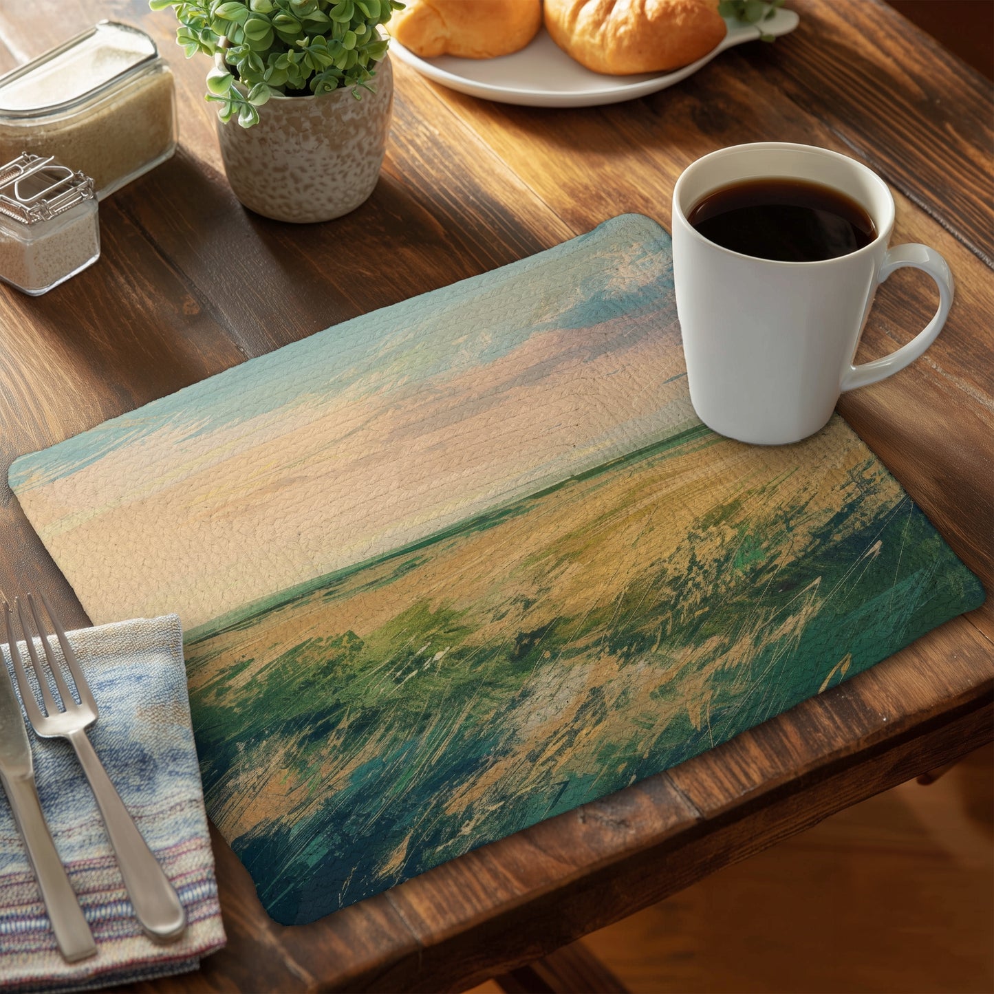 Evening in the Field - Braided Polyester Placemat for Decor