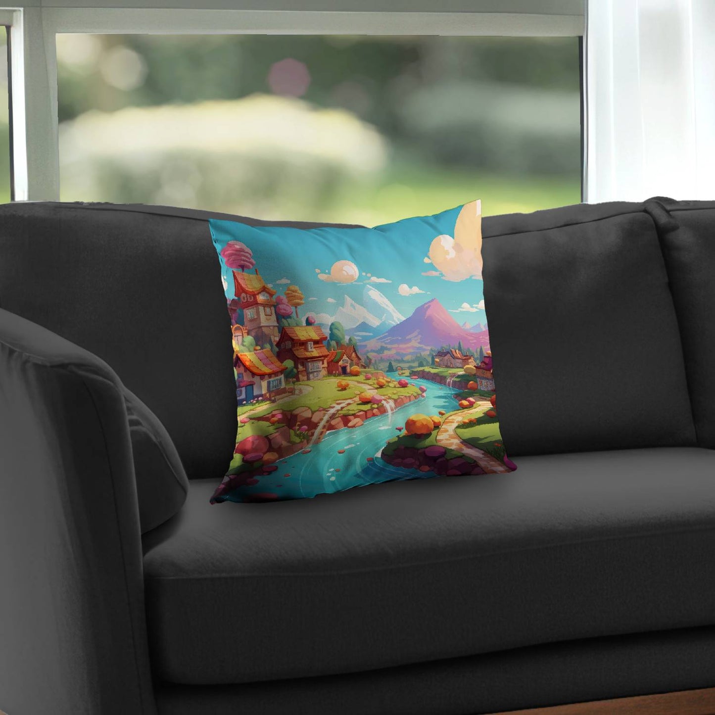Sweet town Green Poly Twill Throw Pillow Insert for Home Decor