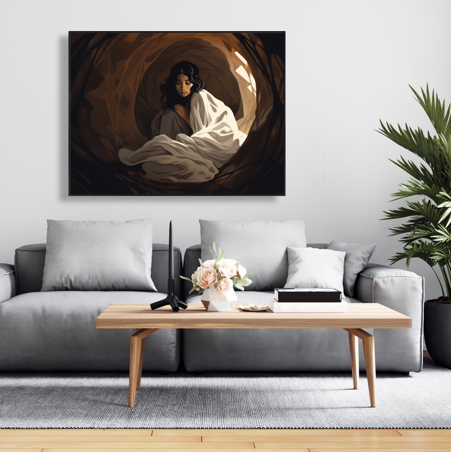 Warm embrace - Framed Canvas - Print on demand