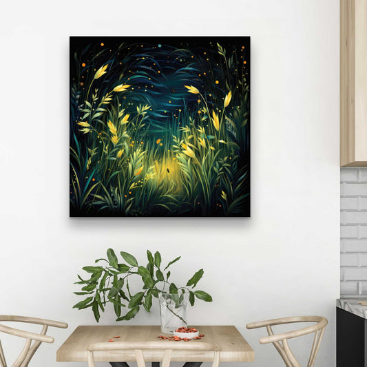 Lit plains - Blue Canvas Art | Modern Wall Art