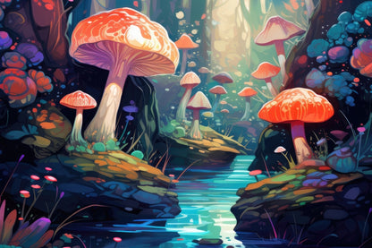 Whimsical Forest - Blue Metal Print for Home Decor