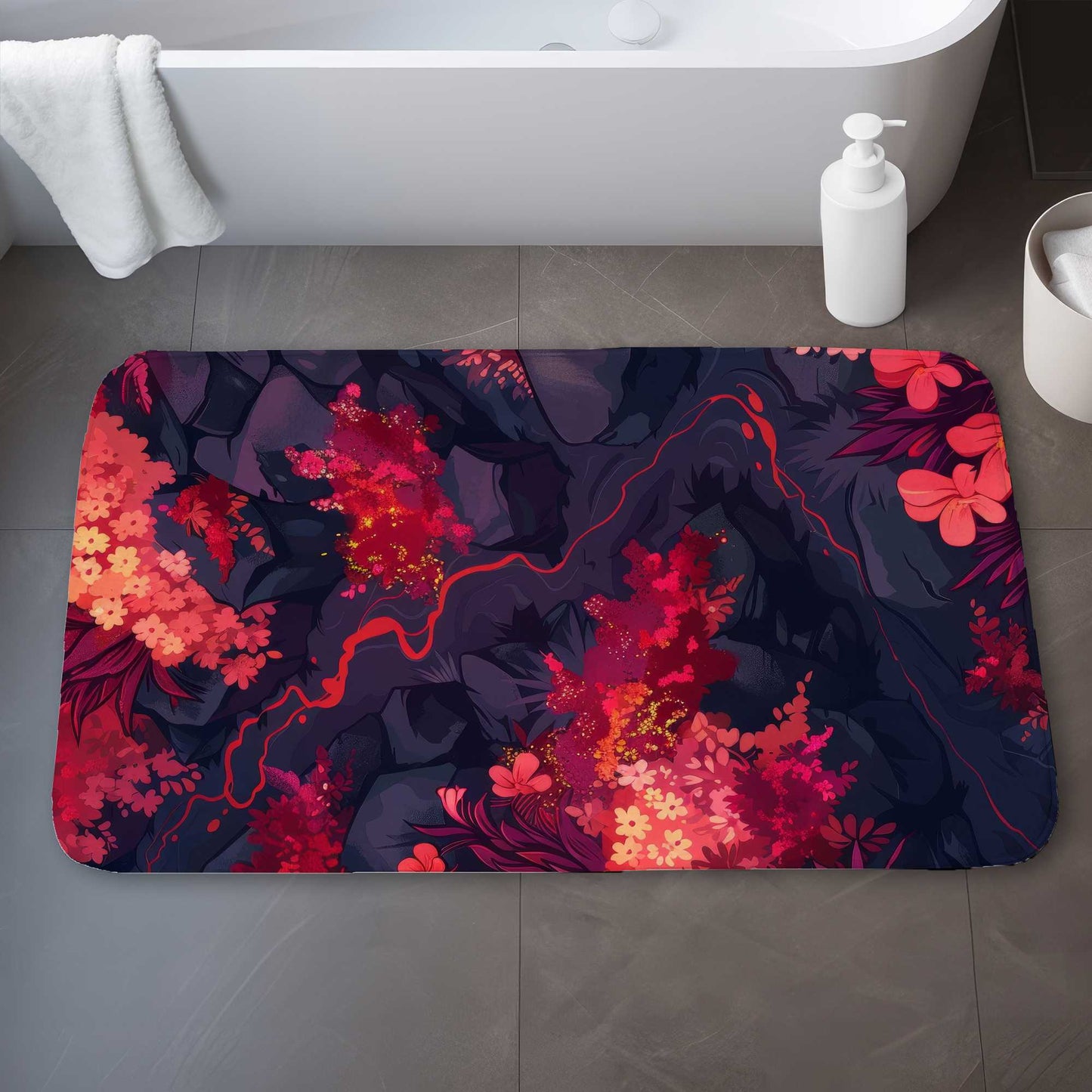 Burning Plants - Pink Bath Mat for Stylish Home Decor