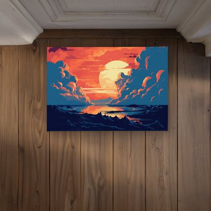 Paillasson Intérieur/Extérieur Orange et Bleu | Décoration Maison